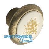 Knopf Tampa � 40 mm, Tiefe 26 mm, ZN/Kunststoff bronze, matt/Blume gold