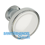 Knopf Anaheim 2 � 23 mm, Tiefe 24 mm, ZN/Kunststoff verchromt poliert/wei�