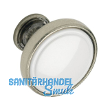 Knopf Anaheim 2 � 30 mm, Tiefe 26 mm, ZN/Kunststoff altsilber/wei�