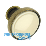 Knopf Anaheim 2 � 30 mm,Tiefe 26 mm, ZN/Kunststoff altmessing br�niert/beige
