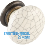 Knopf Tenem � 34 mm, Keramik beige/Zinkdruckguss messing antik