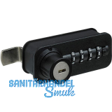 HETTICH Zahlenschloss mit Riegel - Fixcode, rechts, Stahl/KS schwarz