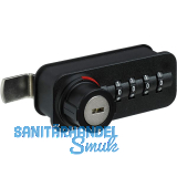 HETTICH Zahlenschloss mit Riegel -Freecode, links, Stahl/KS schwarz