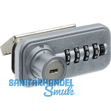 HETTICH Zahlenschloss f�r Schiebet�r - Fixcode, links, Stahl/KS verchromt matt