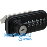 HETTICH Zahlenschloss f�r Schiebet�r - Fixcode, rechts, Stahl/KS schwarz