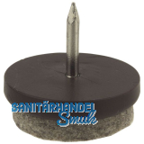 Nagelgleiter mit Filzauflage und Einschlagstift, rund, �20, KS braun