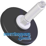 H�henverstellschraube Stahl verzinkt mit Kunststoffteller schwarz, M10, � 56 mm,