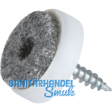 Schraubgleiter mit Filz und Holzschraube rund, �24, wei�