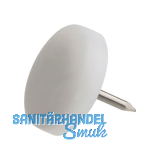 Nagelgleiter mit Einschlagstift, rund, �18, Kunststoff wei�