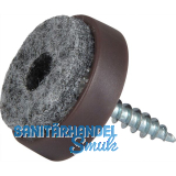 Schraubgleiter mit Filz und Holzschraube rund, �20, braun