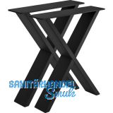 Bankkufe Etsi X-Form, Breite 380 mm, Stahl schwarz strukturiert Bankkufe Etsi X-Form, Breite 380 mm, Stahl schwarz strukturiert