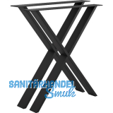 Tischkufe Etsi X-Form, Breite 700 mm, Stahl schwarz strukturiert