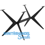 Tischgestell Etsi X-Form mit Traverse, L�nge 1360 mm, Stahl schwarz strukturiert