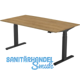 B�rotisch Evo, elektrisch verstellbar, schwarz, Platte 1400x800 Eiche Natur