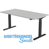 B�rotisch Amica, elektrisch verstellbar, schwarz, Platte 1400x800 hellgrau