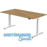B�rotisch Amica, elektrisch verstellbar, alufarbig, Platte 1600x800 Eiche Natur