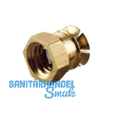 Spreizmuffe sechskant, M6 L�nge 9 mm, Bohr �8 mm, Messing blank mit Nylonkugel