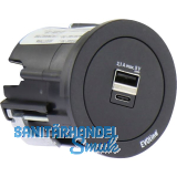 EVOline One 2fach USB Charger A+C mit Abdeckring schwarz