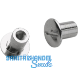 H�lsenmutter, M5 ohne Rille, L�nge 11, Zink vernickelt