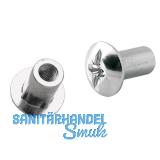 H�lsenmutter M6 mit Rille, L�nge 31, Stahl vernickelt