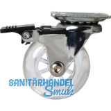 Lenkrolle Gummi transparent Feststeller 50 mm 30 kg