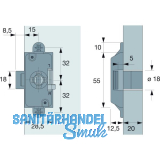 HETTICH PRESTIGE 2000 Zylinder-Kastenschloss Z23, Dornma� 15, �18, vernickelt