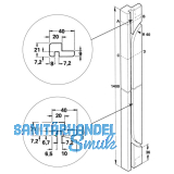 Standard F�hrungsleiste zum Anschrauben, L�nge 1400 mm, Euro Buche ged�mpft roh