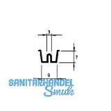 ZIEHL 25 Lauf-/F�hrungsschiene mit Rand, L�nge 2500 mm, Kunststoff braun