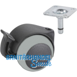 D�RNER + HELMER Doppel-Lenkrolle Two 50 mm 40 kg Platte Feststeller