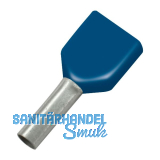 Zwillings-Aderendh�lse 2,5x10/18,5 mit Kragen blau