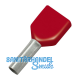 Zwillings-Aderendh�lse 10x14/26 mit Kragen rot