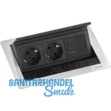 EVOline Flip Top Push S 2xSchuko + USB-A- USB-C-Charger Edelstahl