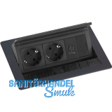EVOline Flip Top Push S 2xSchuko + USB-A- USB-C-Charger schwarz