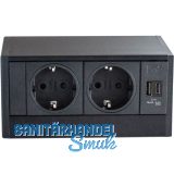 EVOline R-Dock Steckdosenelement 2 x Schuko, USB-A + C Charger schwarz