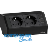 EVOline V-Dock Steckdosenelement 2 x Schuko, USB-A + C Charger schwarz