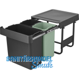 BRABANTIA Einbau-Abfallsammler Sort & Go 10/10/20 Liter Kunststoff dunkelgrau