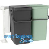 BRABANTIA Einbau-Abfallsammler Sort & Go 2 x 16 Liter Kunststoff Gr�n/Grau