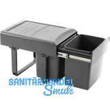 EKOTECH Einbau-Abfallsammler Mega 40 2 x 15 Liter Kunststoff grau