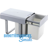 EKOTECH Einbau-Abfallsammler Ekko 40 1 x 16/2 x 8 Liter Kunststoff grau