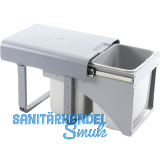 EKOTECH Einbau-Abfallsammler Ekko Front 40 2 x 16 Liter Kunststoff Grau