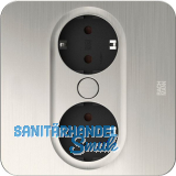 BACHMANN Einbausteckdose TWIST 2 eckig, 2 x Schuko, Edelstahl Effekt