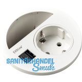 EVOline Circle80 Steckdose mit Kabeldurchgang und USB-A+C-Doppelcharger, wei�