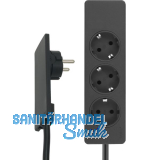 EVOline Plug-Verl�ngerungsleitung 1,5 m mit 3-fach Verteiler, Kunststoff schwarz