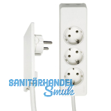 EVOline Plug-Verl�ngerungsleitung 1,5 m mit 3-fach Verteiler, Kunststoff wei�