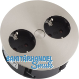 BACHMANN Einbausteckdose TWIST 2S, 2 Stk. Schukosteckdosen, Edelstahl Effekt