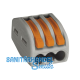 WAGO 222 3x4Qmm Verbindungsklemme grau mit Bet�tigungshebel