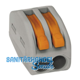 WAGO 222 2x4Qmm Verbindungsklemme grau mit Bet�tigungshebel