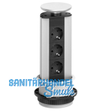 EVOline Port Steckdosenelement 3x Schuko Wippdeckel alufarbig