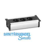 EVOline Frame-Dock Data Einbau Steckdosenleiste, 3xSchukosteckdose Alu