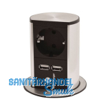 BACHMANN Steckdosenelement Elevator 1 x Schuko.- 2x USB-Ladebuchse, Edelstahl BACHMANN Steckdosenelement Elevator 1 x Schuko.- 2x USB-Ladebuchse, Edelstahl